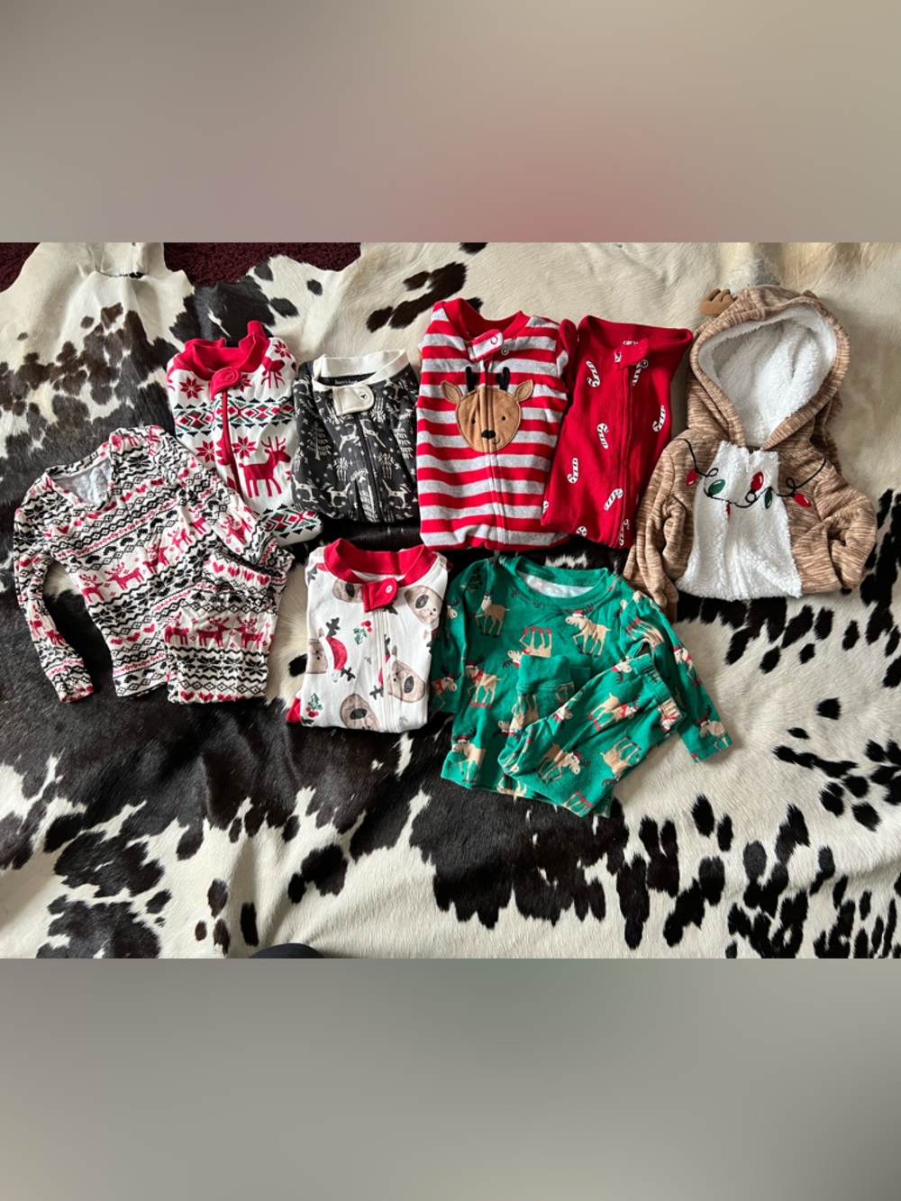 Assorted Baby Holiday Footed Pajama Bundle - Red, Green, Cream